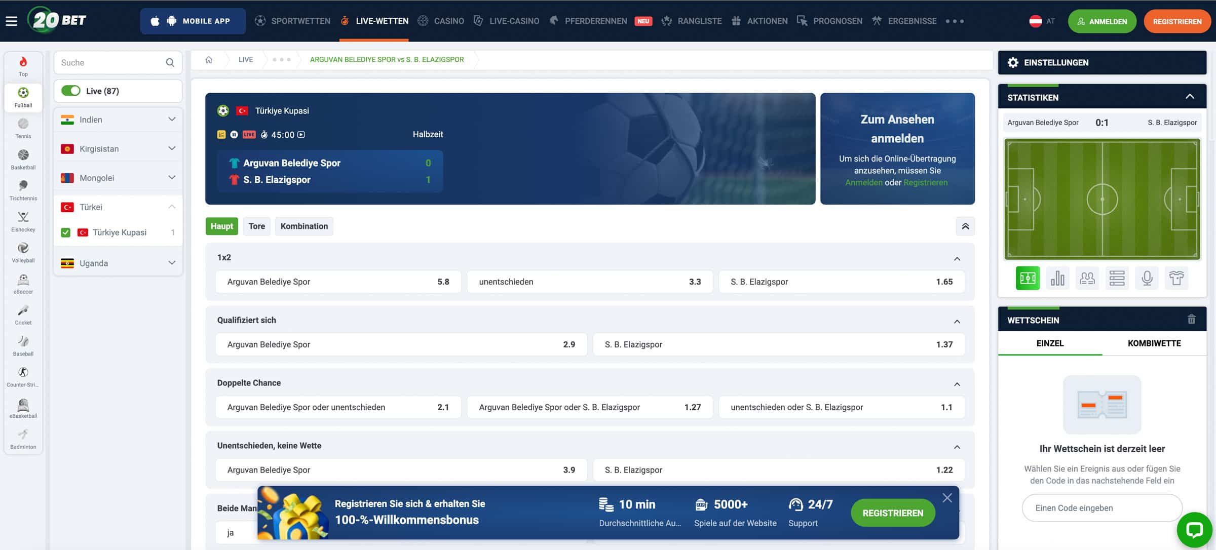 20Bet Live Wetten