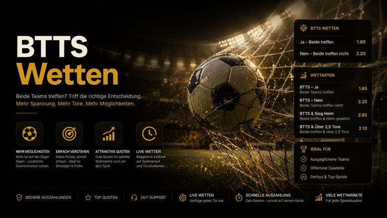 BTTS Wetten: beide Teams treffen und wann sich ein Tipp lohnt