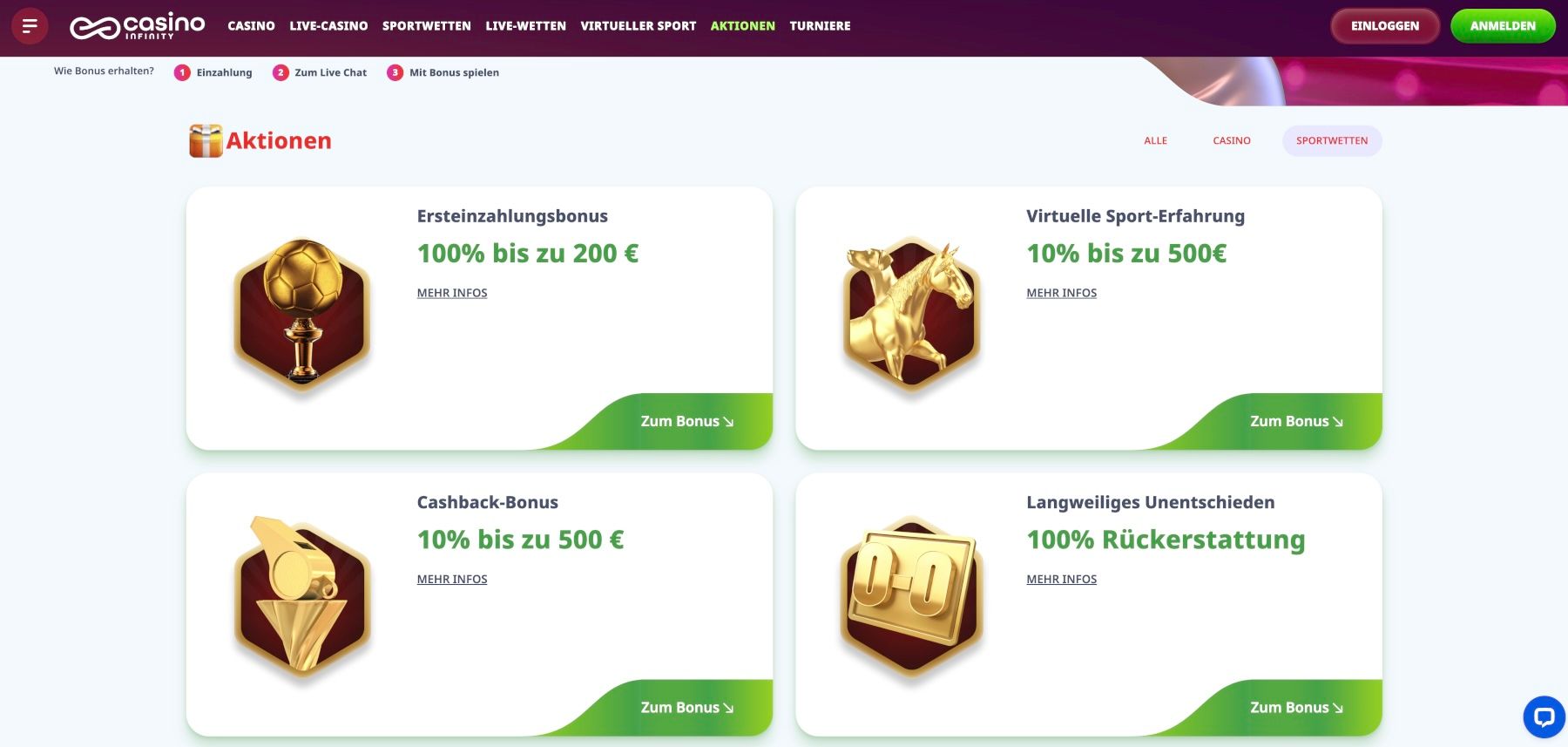 Casino Infinity Aktionen