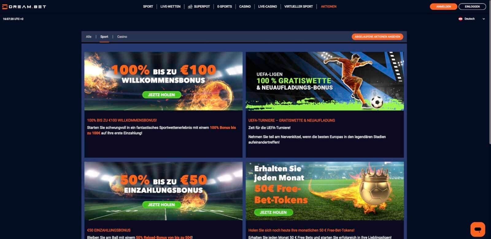 Dream.Bet Aktionen
