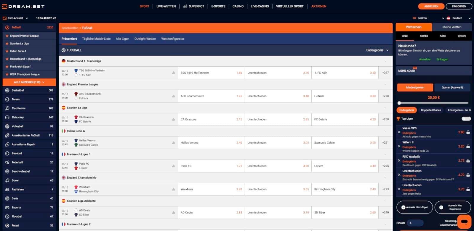 Dream.Bet Fussball Wetten