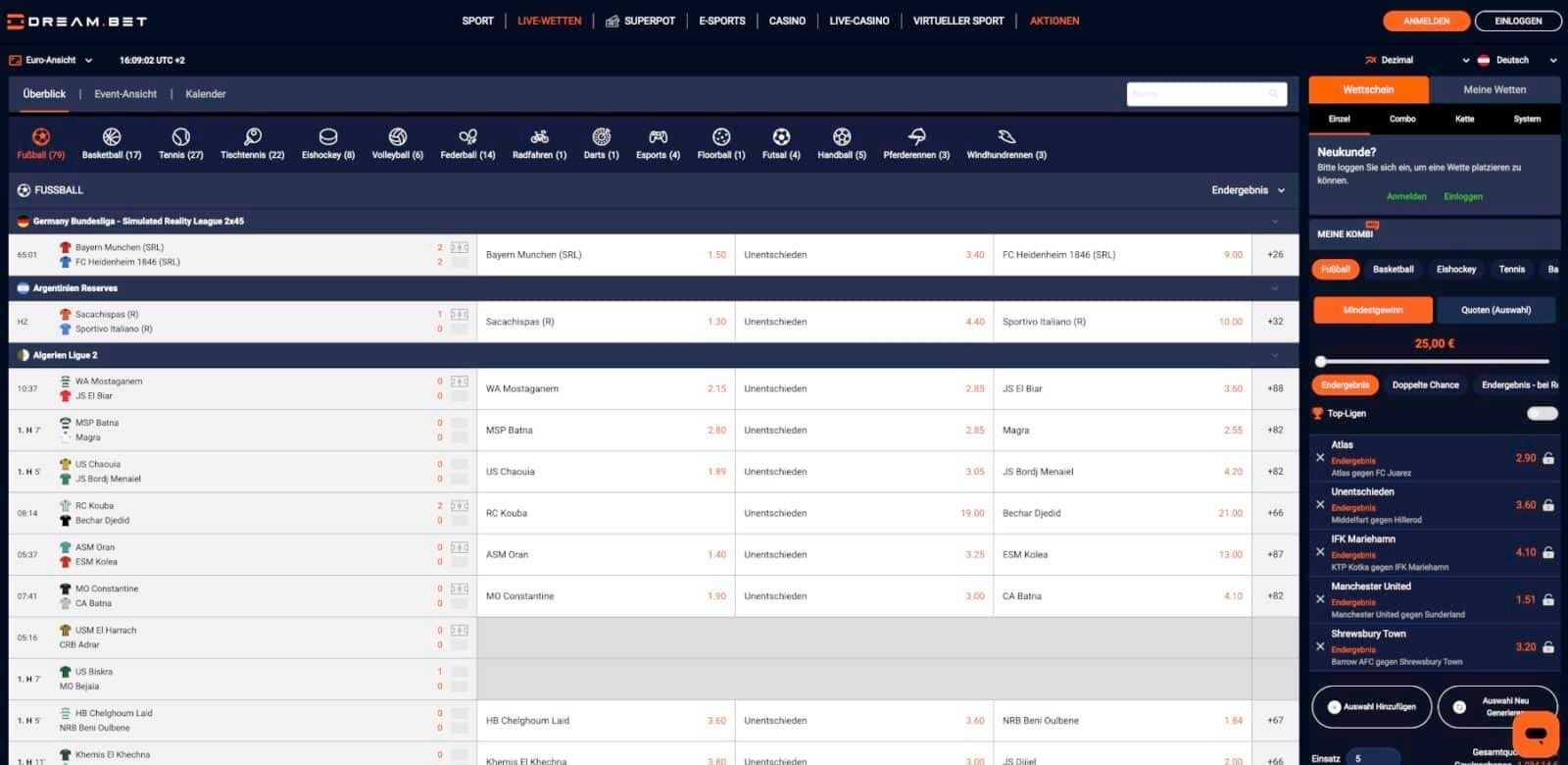 Dream.Bet Live-Wetten