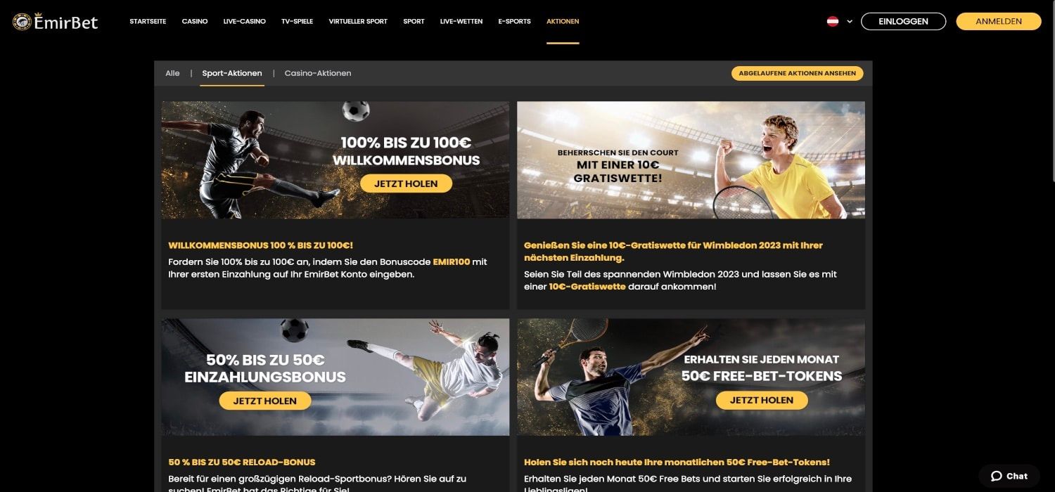 EmirBet Sportwetten Bonus Aktionen