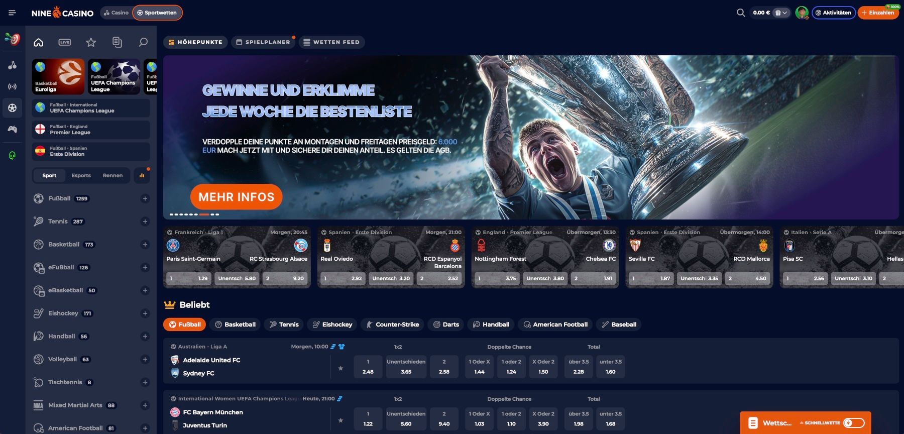 NineCasino Sportwetten