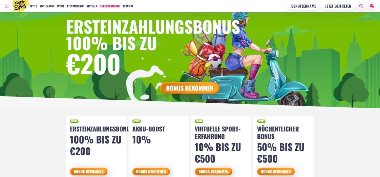 OhMySpins Sportwetten Bonus Aktionen