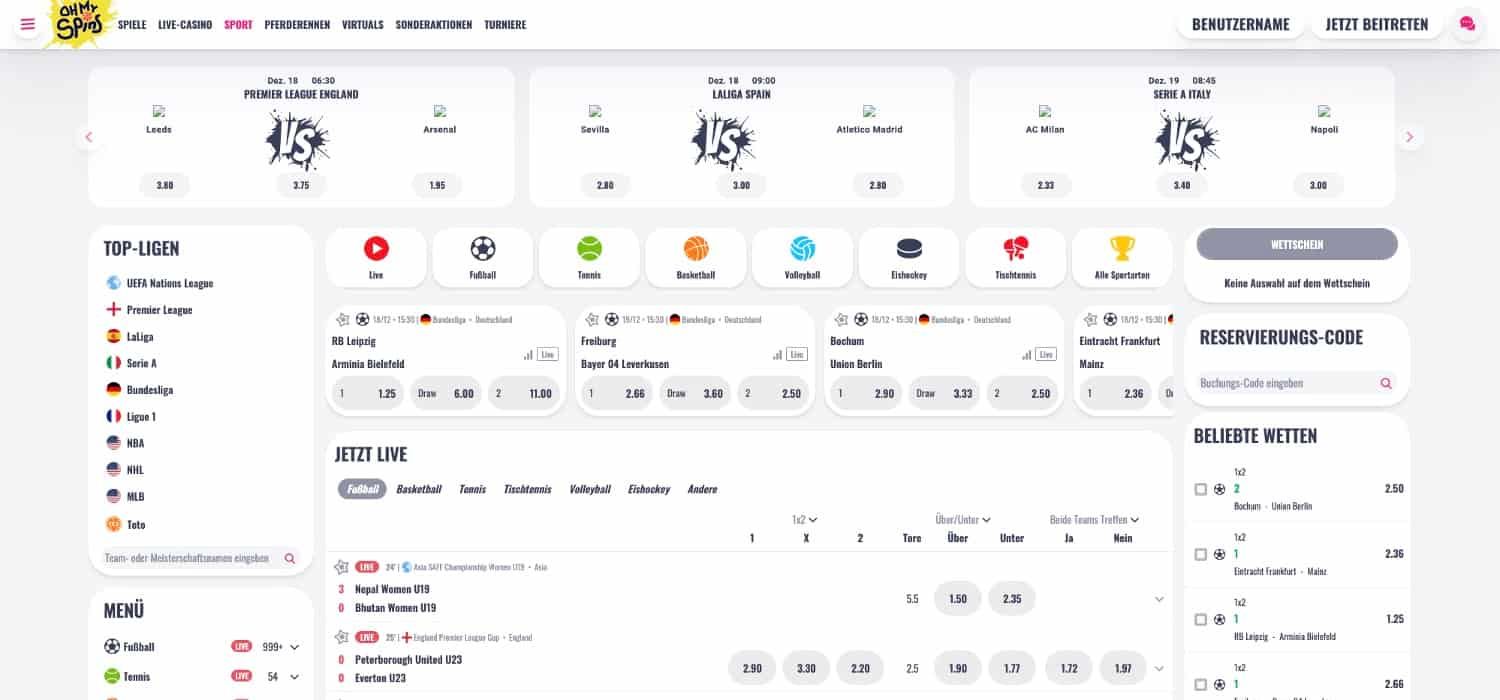OhMySpins Sportwetten