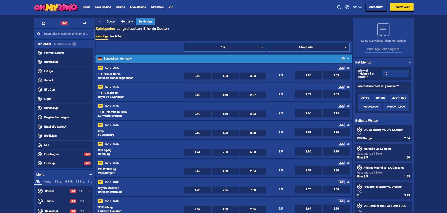 OhMyZino Bundesliga Wetten