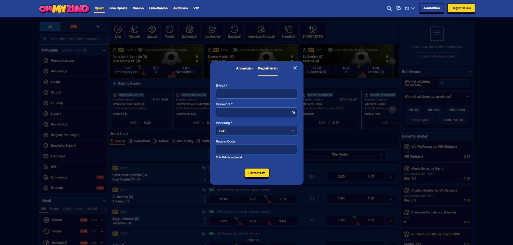 OhMyZino Registrieren