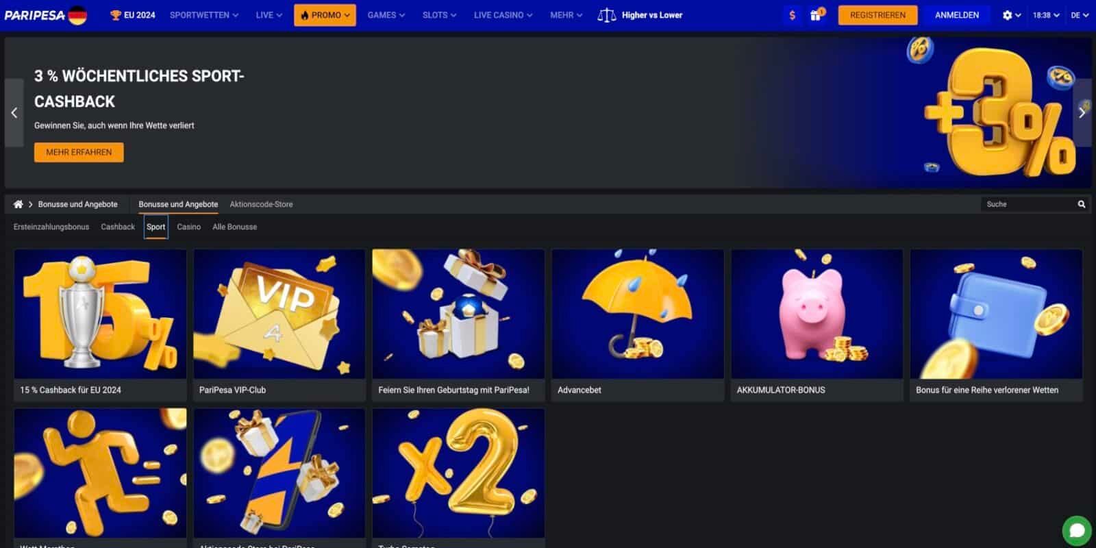 Paripesa Aktionen