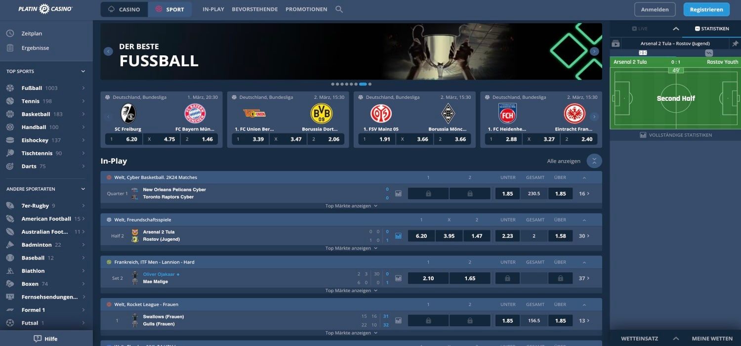 Platincasino Sportwetten