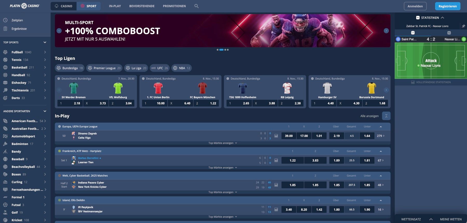 PlatinCasino Sportwetten