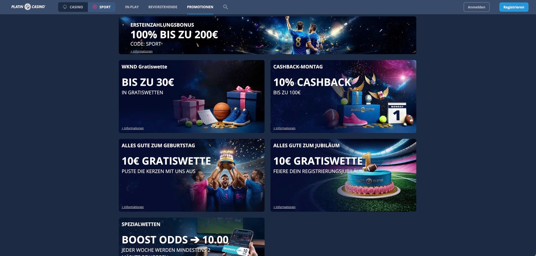 PlatinCasino Sportwetten Aktionen