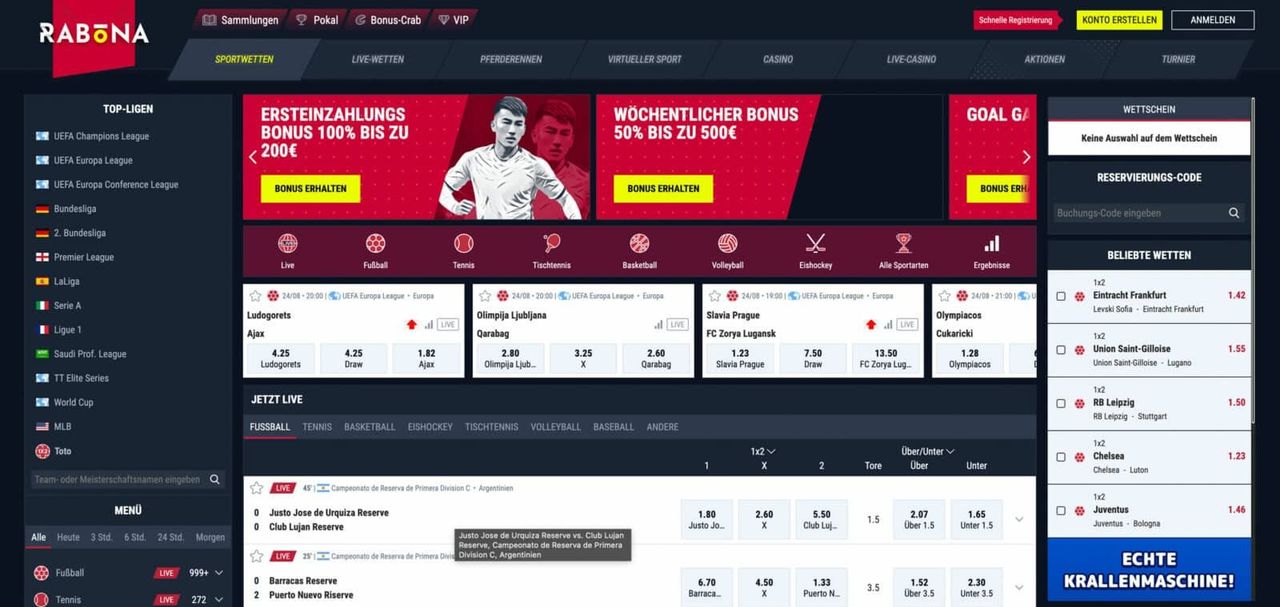 Rabona Sportwetten Bonus