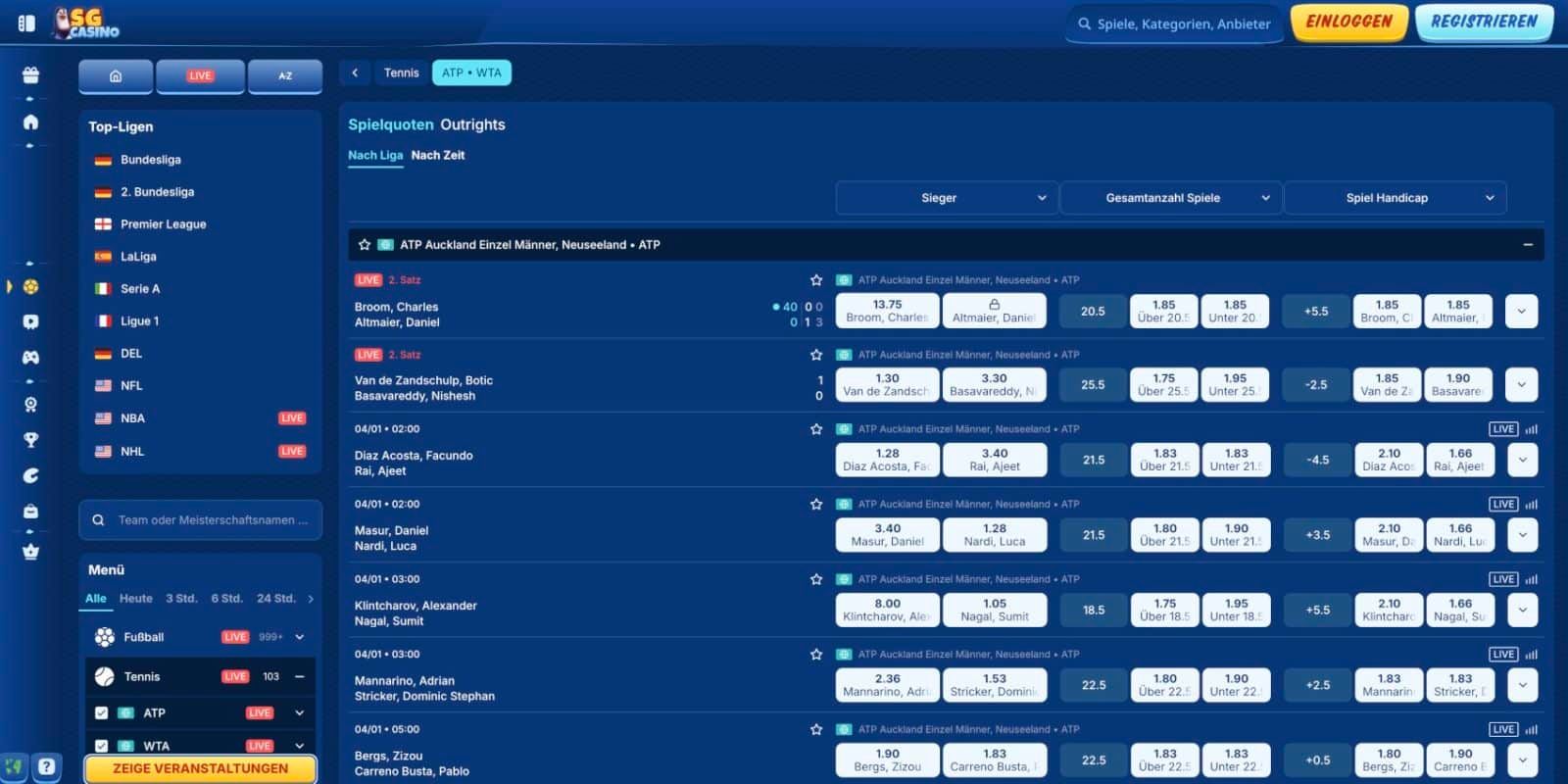 SG Casino Sport Tenniswetten