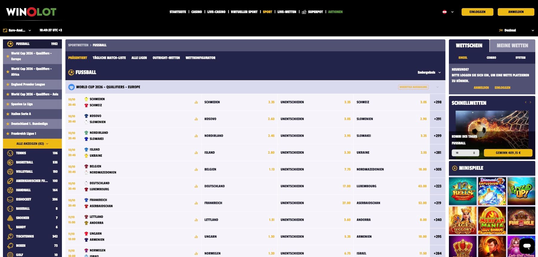 Winolot Fussball Wetten