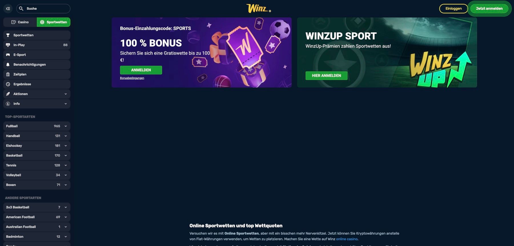 Winz.io Aktionen
