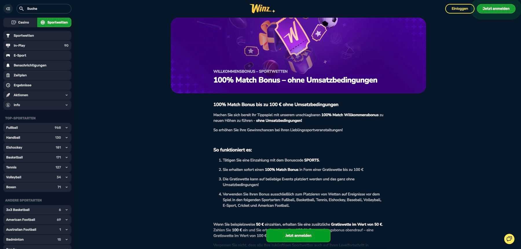 Winz.io Bonus