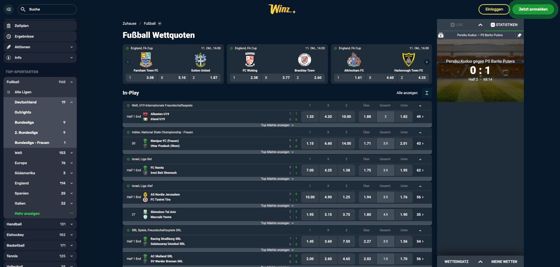 Winz.io Fussball Wetten