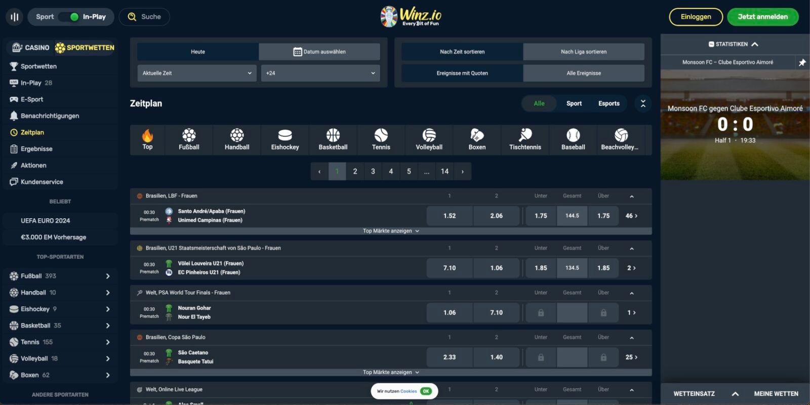 Winz.io Live-Wetten