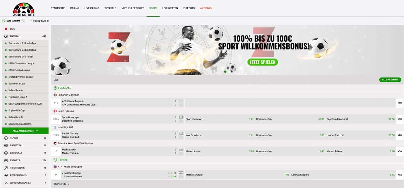Zodiacbet Sportwetten