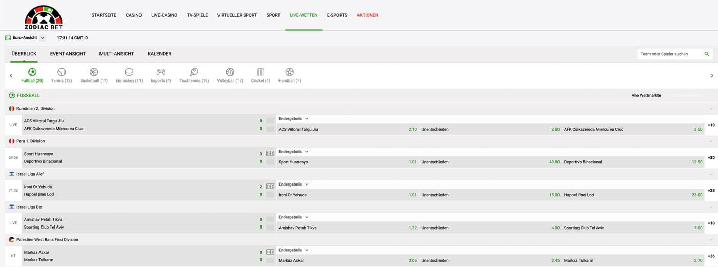 Zodiacbet Live Wetten